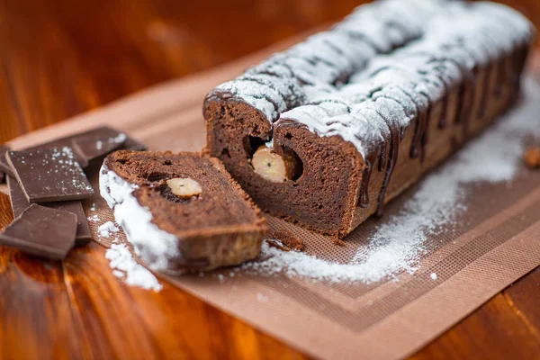 Brown Chocolate Banana Bread — Stock Photo, Image