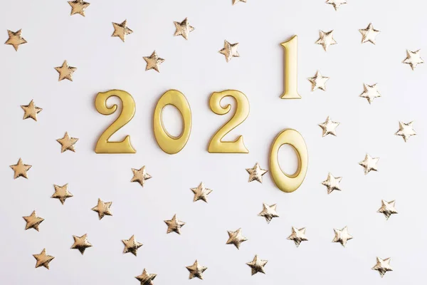 Happy New Year 2021 Sparkling Numbers Year 2020 2021 Isolated — Stock Photo, Image