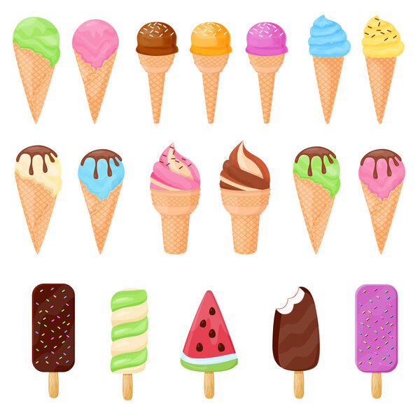 Ice cream collection, vector illustration