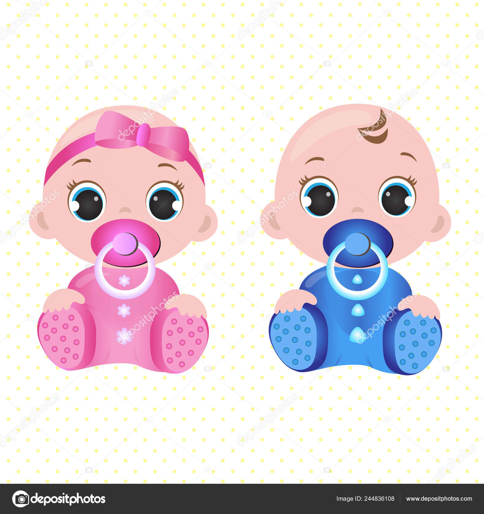 Two Cute Twin Babies Baby Girl Baby Boy Stock Vector Image by ©Janna77  #244836108