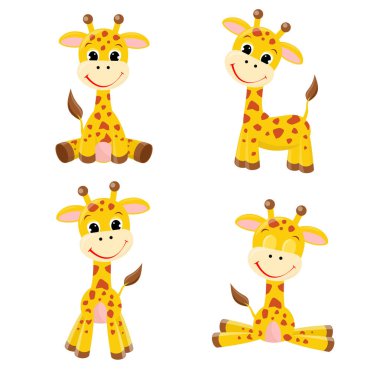 Sevimli çizgi zürafalar vektör çizim ayarla
