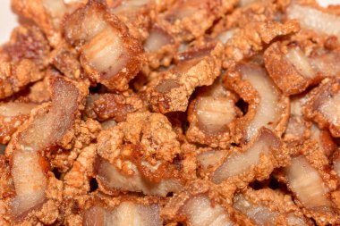 Et, dilim Yemek arka planda Kızarmış domuz eti.