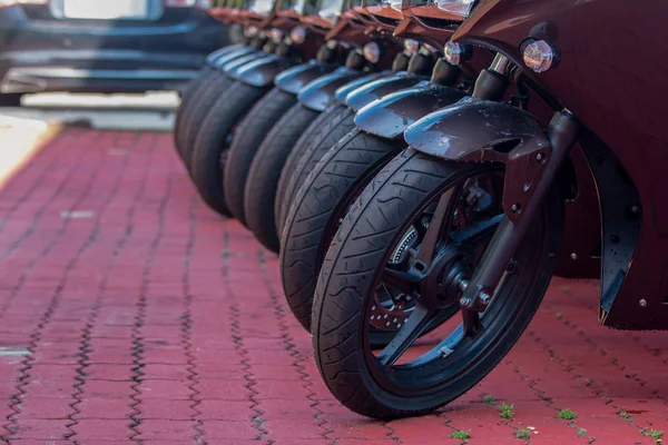 Group of Motorcycle wheel at morning time.