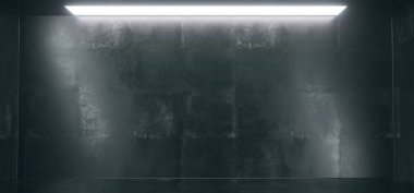 Boş yüksek detaylı beton Grunge oda ışık çizgili ve illüstrasyon işleme Reflections.3d ile seyir