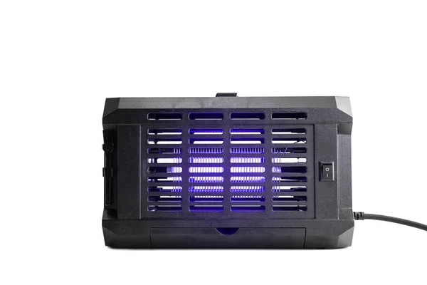 Big Ultraviolet Lamp Insect Killer Device Violet Glow Isolated White — Stock Photo, Image