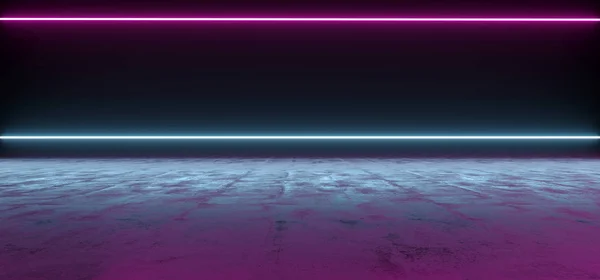 Futuristische Sci Abstract Blauw Paars Neon Licht Shapes Zwarte Achtergrond — Stockfoto