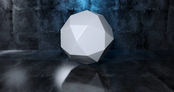 Forme Primitive Simple Géométrique Abstraite White Low Poly Sphere Dans — Photo