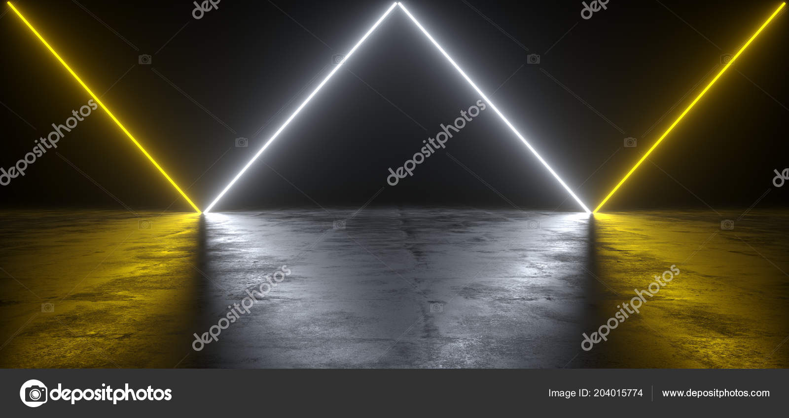 Futuristic Sci Yellow White Neon Tube Lights Glowing