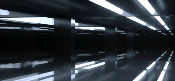 Futuristische Sci Donkere Kamer Met Veel Licht Reflecties Met Wazig — Stockfoto