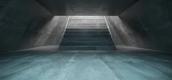 Tunnel Souterrain Forme Triangle Long Béton Avec Des Escaliers Béton — Photo