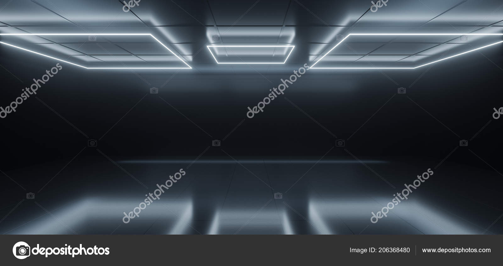 Sci Modern Futuristic Dark Black Room Reflections Different
