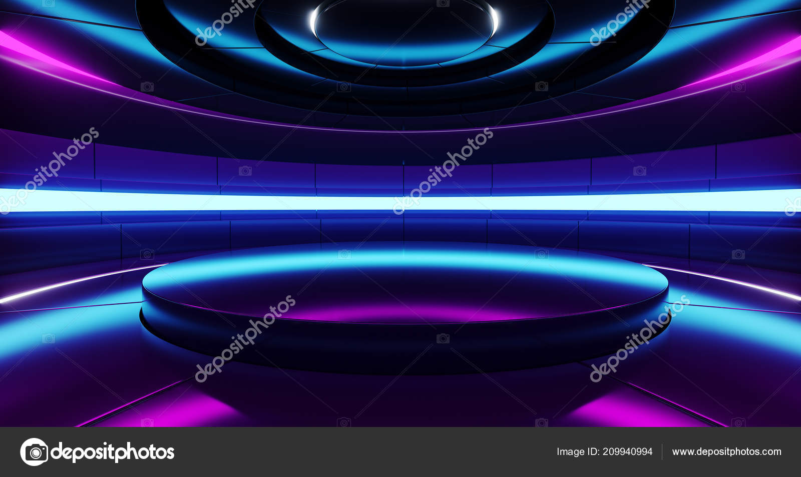 Futuristic Empty Stage Alien Ship Modern Future Background