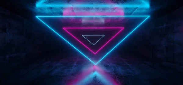 Sci Futurisztikus Absztrakt Színátmenetes Kék Lila Rózsaszín Neon Izzó Háromszög — Stock Fotó