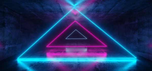 Sci Futuristické Abstraktní Přechodu Modré Fialové Růžové Neon Svítí Trojúhelník — Stock fotografie