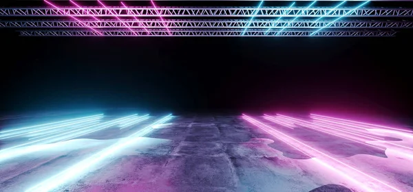 Construção Futurista Moderna Fase Ficção Científica Abstrata Com Luzes Roxas — Fotografia de Stock