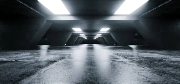 Vide Élégant Moderne Grunge Sombre Réflexions Béton Souterrain Tunnel Salle — Photo