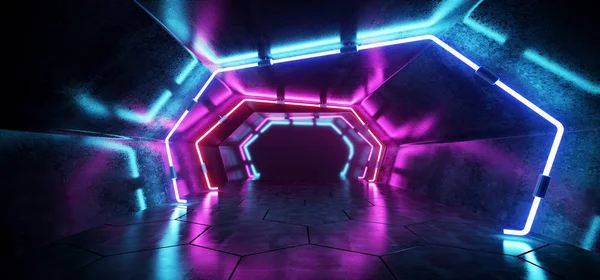 Bright Modern Futuristic Alien Reflective Concrete Corridor Tunnel Empty Room — Foto de Stock