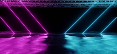 Neon parlak mor ve mavi eğik çizgi lazer sahne şeklinde tüp