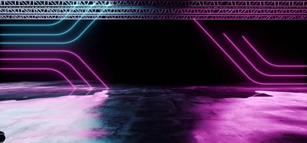 Neon świecące Tube fioletowy i niebieski streszczenie kształcie Laser etap Li — Zdjęcie stockowe