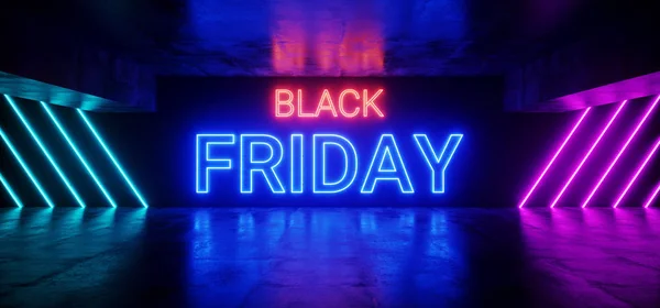 Black Friday Sci Futuristic Modern Neon Pink Red Blue Glowing — Stock Photo, Image