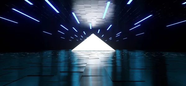 Toit Réfléchissant Sombre Futuriste Élégant Science Fiction Moderne Lumière Triangle — Photo