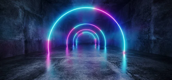 Elégant Moderne Futuriste Sci Grunge Béton Réfléchissant Long Tunnel Vide — Photo