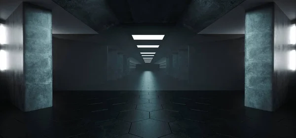 Tunnel Long Sombre Vide Futuriste Moderne Couloir Science Fiction Avec — Photo