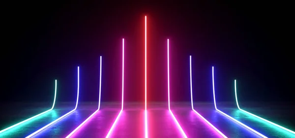Sci Moderno Futurista Elegante Luz Retro Neon Brilhante Roxo Rosa — Fotografia de Stock