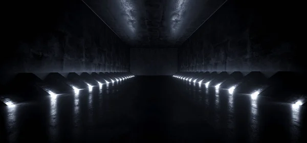Dark Empty Sci Futuristic Modern Alien Ship Corridor Tunnel Grunge — Photo