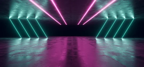 Neon Koncepció Sci Idegen Grunge Konkrét Szoba Fényvisszaverő Textúra Mennyezet — Stock Fotó