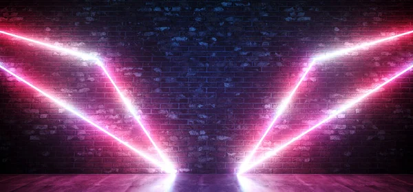 Sci Neon Szárny Absztrakt Alakú Izzó Pink Lila Háromszög Fények — Stock Fotó