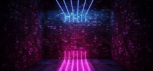 Dark Sci Moderne Futuriste Vide Grunge Brick Wall Room Violet — Photo