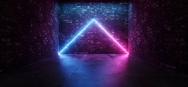 Futurisztikus Sci Elegáns Modern Neon Izzó Háromszög Alakú Vonalak Csövek — Stock Fotó