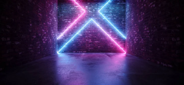 Futuristic Sci Retro Modern Neon Glowing Crossed Shaped Lines Tubos — Foto de Stock