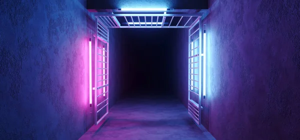 Neon Glowing Sci Futurista Elegante Alien Moderno Tech Roxo Rosa — Fotografia de Stock