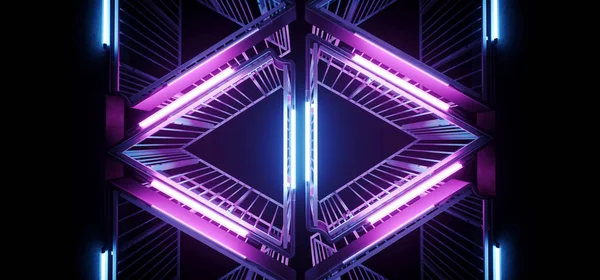 Sci Futurista Elegante Moderno Alien Tech Neón Brillante Triángulo Azul — Foto de Stock