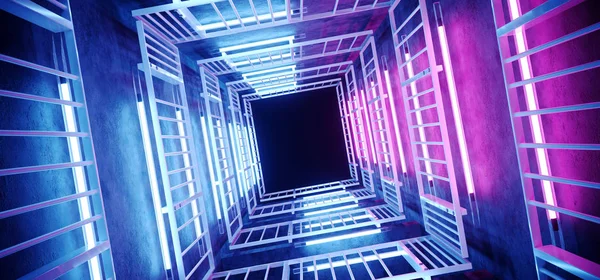 Neon Parlayan Sci Fütüristik Zarif Uzaylı Modern Merhaba Tech Mor — Stok fotoğraf