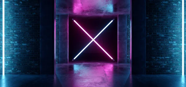 Sci Moderno Neon Brilhante Fundo Laser Roxo Rosa Azul Luzes — Fotografia de Stock