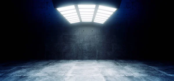Futuristic Sci Сучасний Порожній Великий Зал Темний Гранж Відбиваючий Бетон — стокове фото