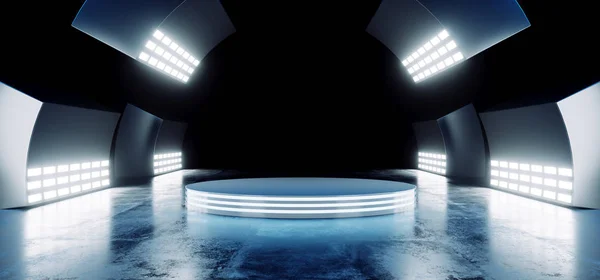 Sci Modern Futuristik Neon Mavi Parlak Canlı Renklerle Boş Daire — Stok fotoğraf