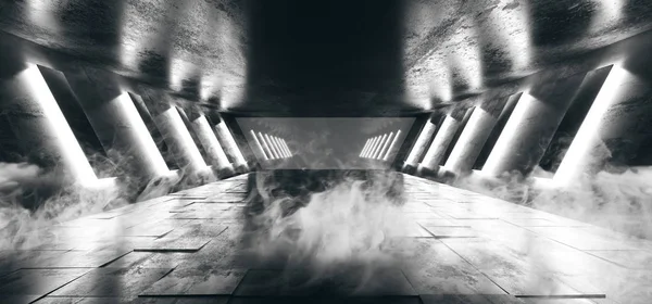 Sci Modern Futuristic Alien Smoke Foggy Vazio Grunge Túnel Corredor — Fotografia de Stock
