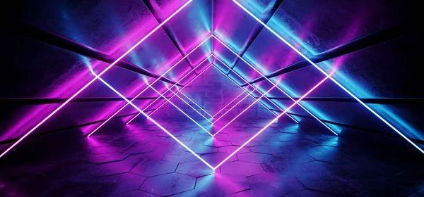 Sci Futuristic Modern Elegant Triangle Shaped Grunge Reflective Concrete Tunnel — стоковое фото