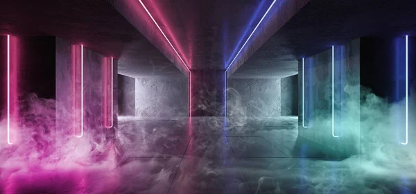 Sci Duman Neon Cyber Fütüristik Modern Retro Yabancı Dans Kulübü — Stok fotoğraf