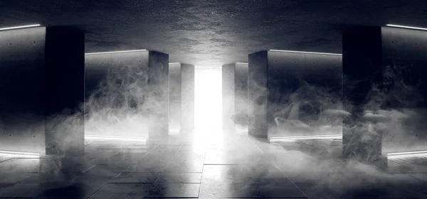 Smoke Sci Neon Incandescente Laser Led Futuristico Moderno Vuoto Danza — Foto Stock