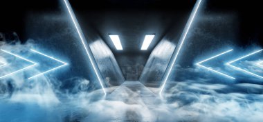 Neon duman Sci Fi parlayan beyaz mavi şık futuristik Retro Al