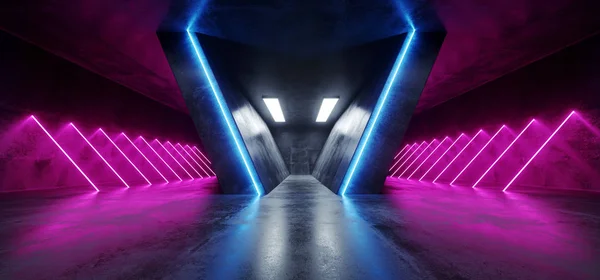 Sci Futurisztikus Neon Izzó Háromszög Alakú Kék Lila Rózsaszín Vonal — Stock Fotó