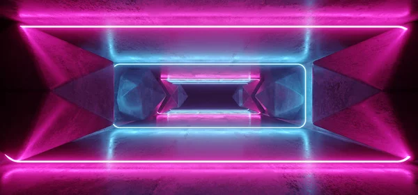 Neon Świecące Świetlówki Ultrafioletowe Luksusowe Świecenia Prostokąta Kształcie Ramki Światła — Zdjęcie stockowe