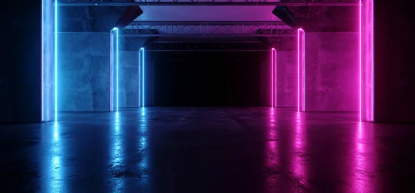 Neon Świecące Fioletowy Różowy Niebieski Retro Sci Futurystyczny Nowoczesne Pusty — Zdjęcie stockowe