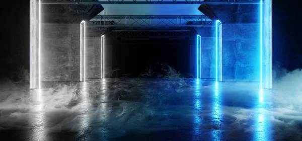 Smoke Smoke Neon Glowing White Blue Retro Sci Futuristic Modern — Foto de Stock