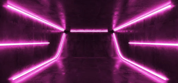 ネオン輝くレーザー サイファイ近未来的なステージ ショー ダンス部屋紫仕上げ穴に — ストック写真